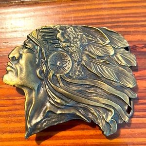 Vintage brass Indian head belt buckle